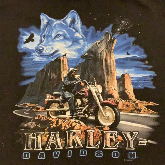 Vintage Texas Harley Davidson Wolf T-shirt - Picture 5 of 6